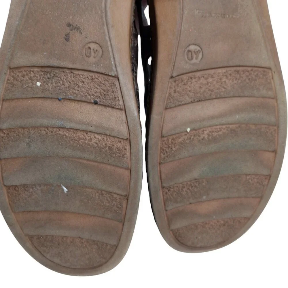 Rieker Brown Leather Slip On Comfort Loafers Size 40 US 9.5-10 Perforated